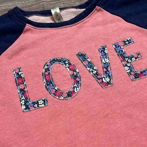 Cherokee Girls LOVE Long Sleeve Raglan Tee Pink Navy Floral 10/12 - Picture 3 of 4